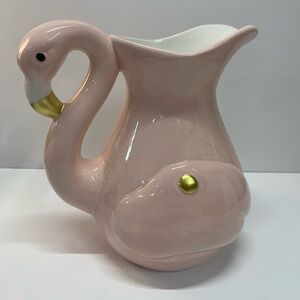 Pink & Gold Ceramic Flamingo Pitcher